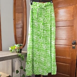 Vintage 60s Boutique Hawaiian Print  Cotton Full Maxi Skirt Medium